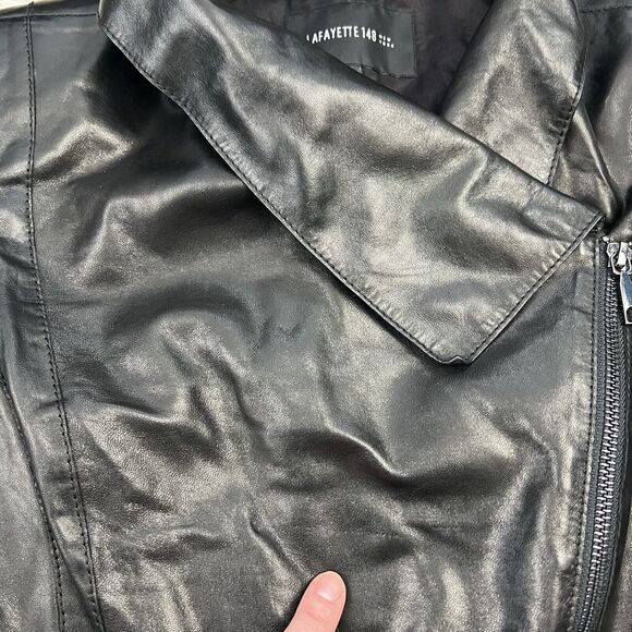Lafayette 148 New York Moto Leather Zip Up Jacket - Picture 5 of 9